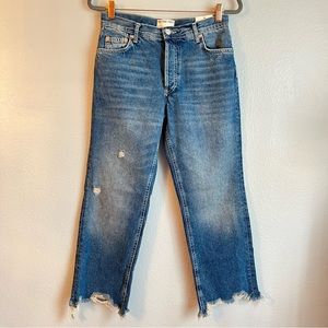 We The Free Maggie Mid Rise Straight Leg Distressed Jeans Womens 27